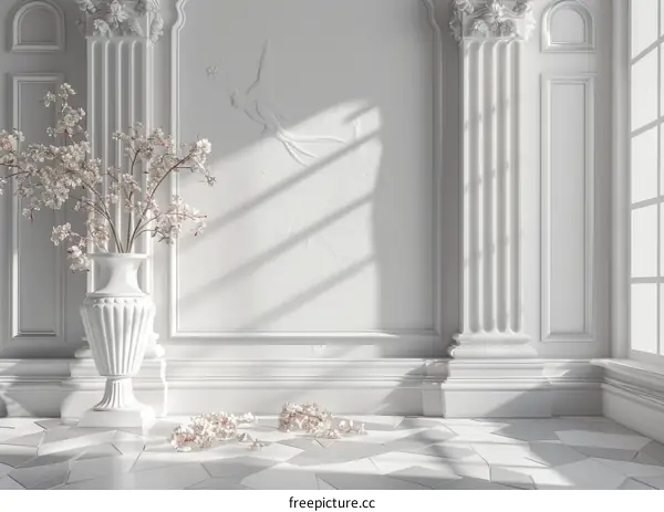 Elegant White Room with Floral Decor