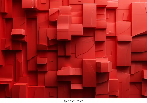 Abstract Red Geometric Blocks Background