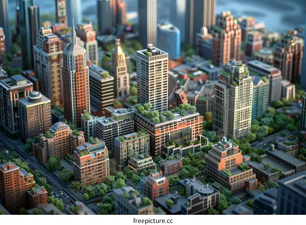 Green Roof Cityscape: A Miniature Urban Development