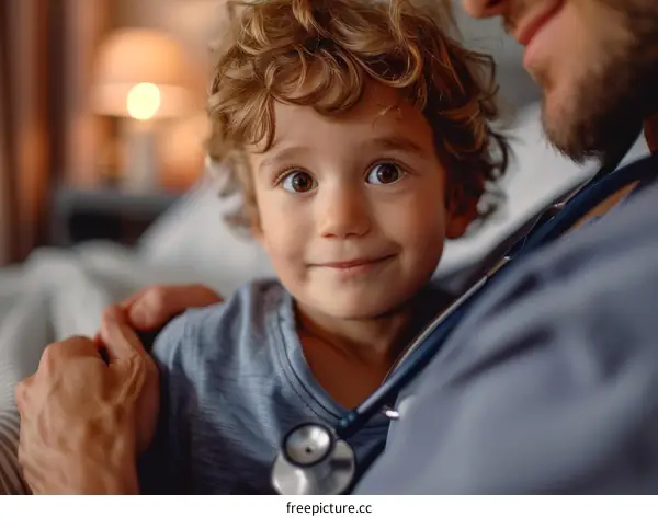Little Boy Being Examined by Doctor