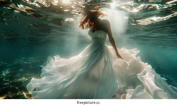 Underwater Portrait of a Bride in a White Wedding Dress