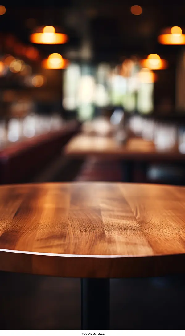 An empty table with a blurred background