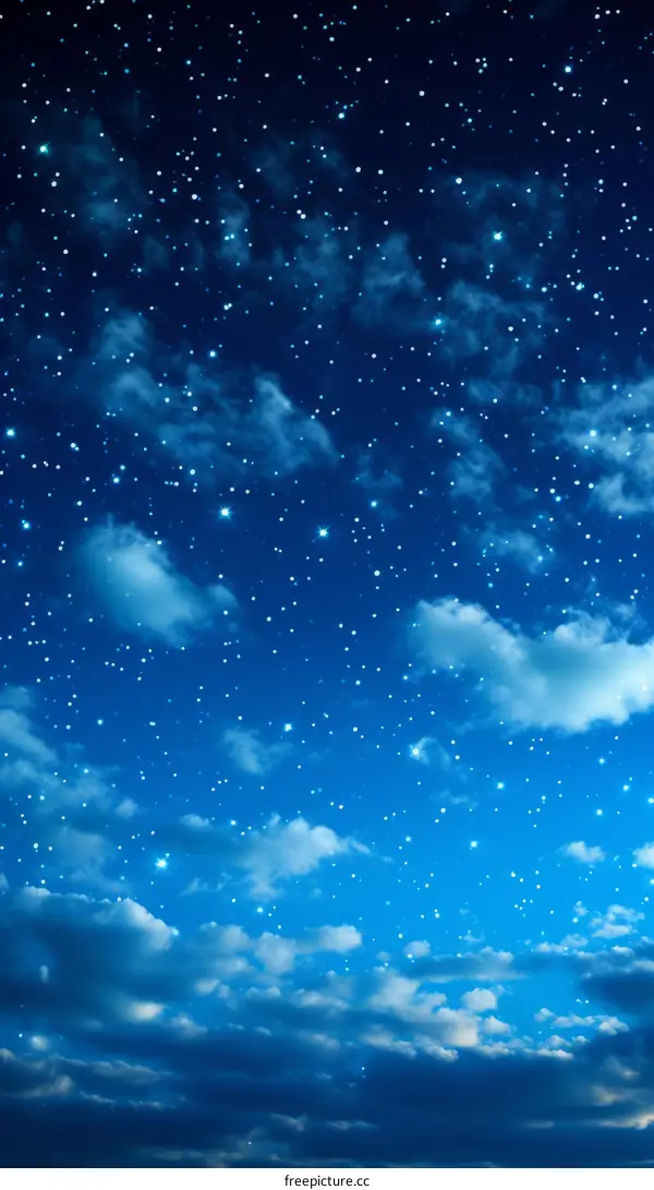 Starry night sky with clouds