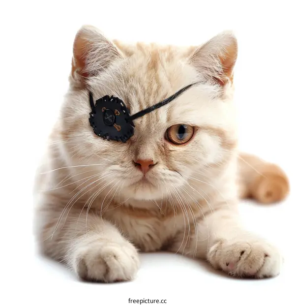 A ginger cat wearing an eye patch