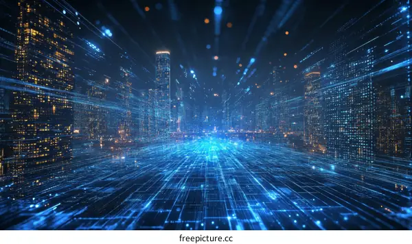 Digital Cityscape Futuristic Night View