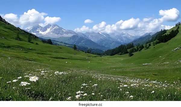 Alpine Meadow Scenery Under a Clear Sky