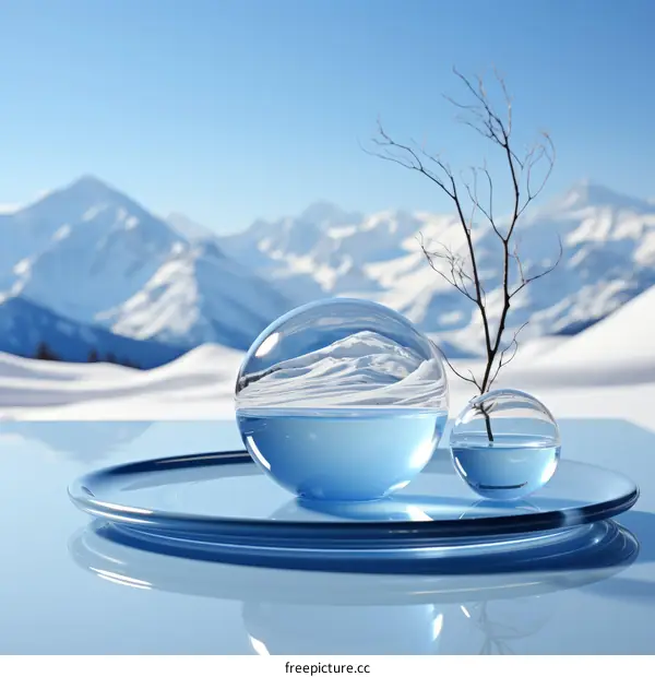 Crystal Ball Reflecting Snowy Mountains