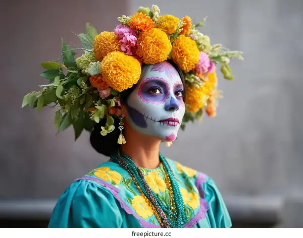 Colorful Day of the Dead Woman Portrait