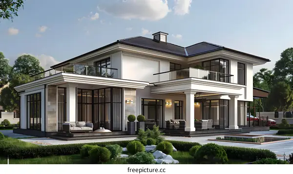 Three-story villa in a modern style