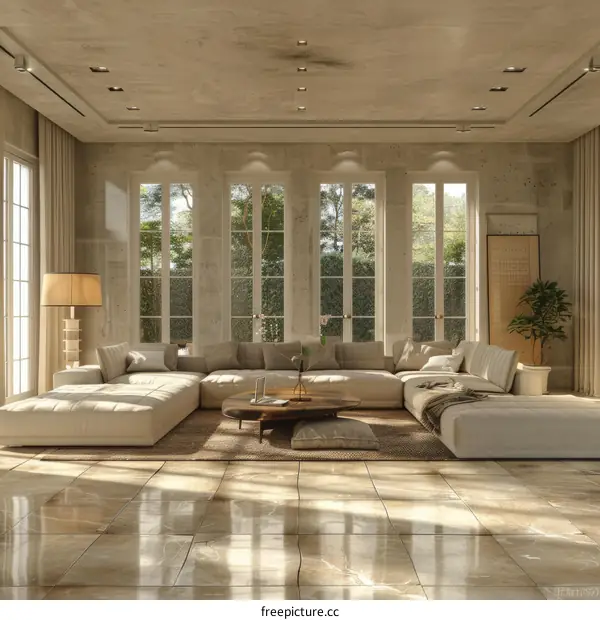 Light Filled Contemporary Living Room With City View