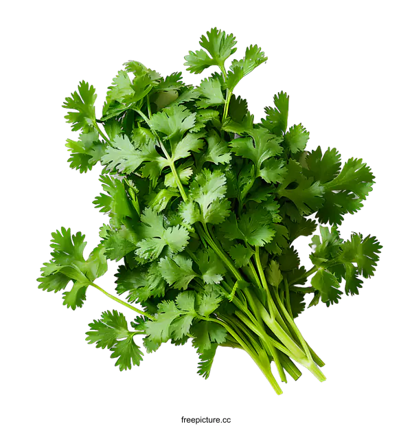 [Transparent Background PNG]Cilantro leaves isolated on white background