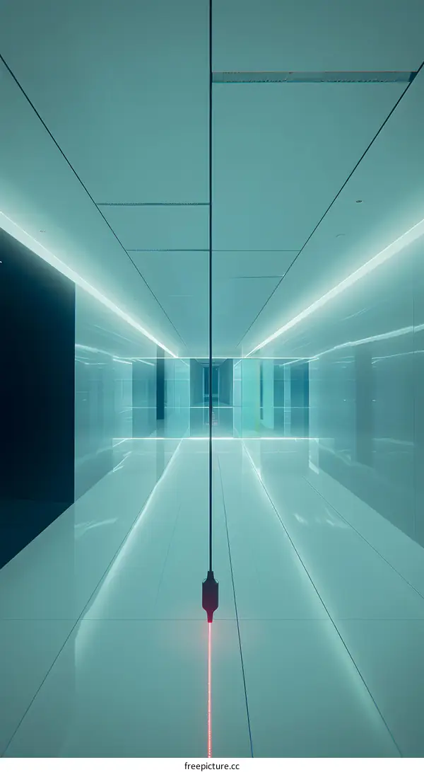 Minimalist Futuristic Hallway With Red Laser Beam