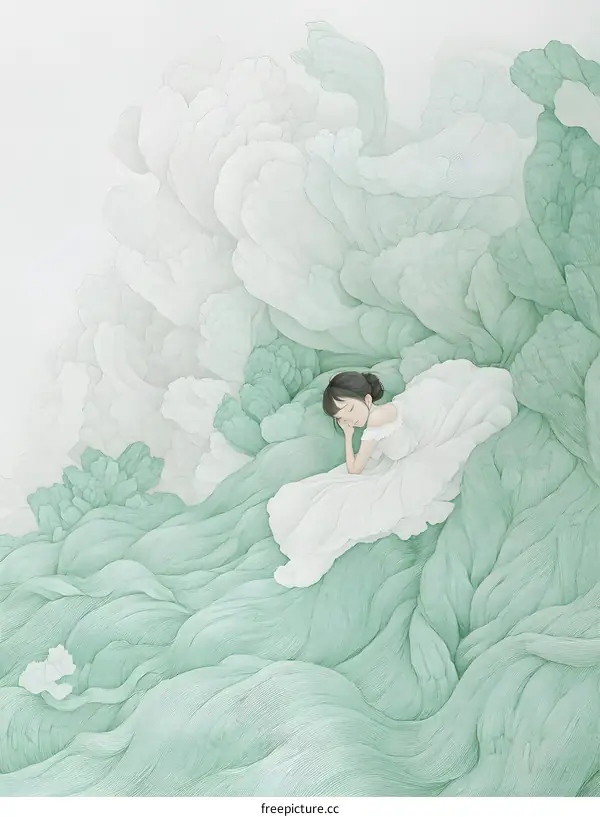 Sleeping Girl in a Sea of Flowers