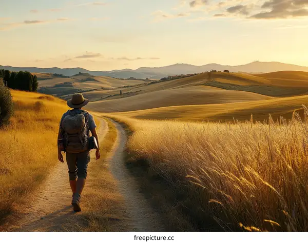 Golden Fields and a Lone Traveler