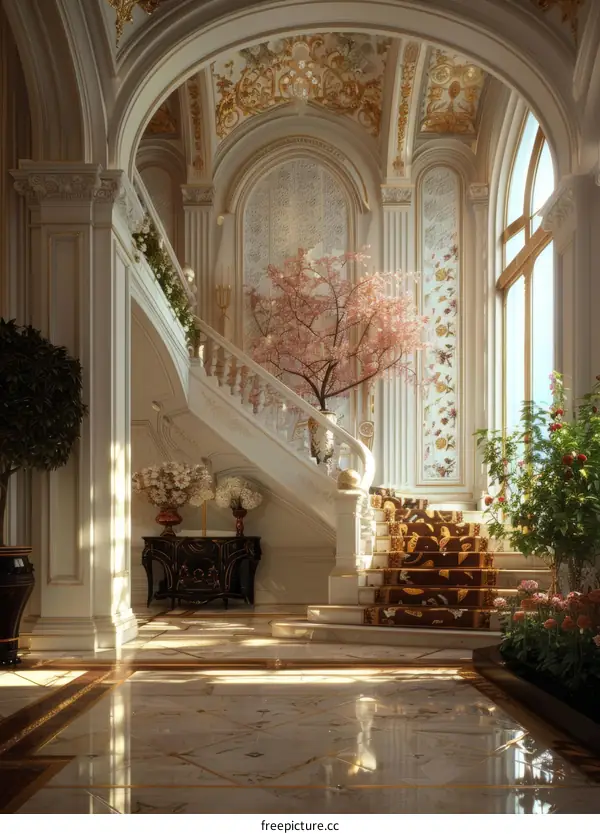 Grand Staircase in a Luxurious Mansion