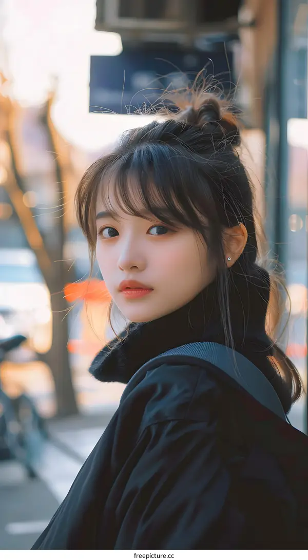 Portrait of a Young Woman in a Black Jacket