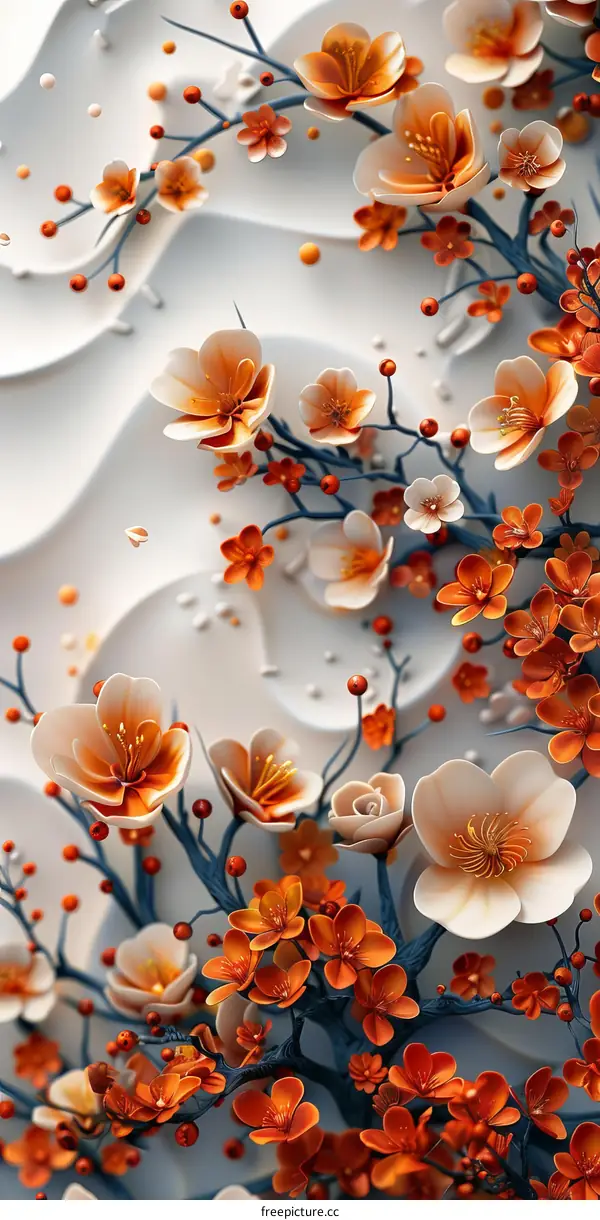 Vibrant Orange and White Flowers on a Textured Background