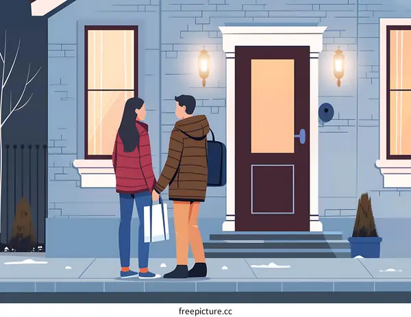 Couple Standing Outside a House Holding Hands