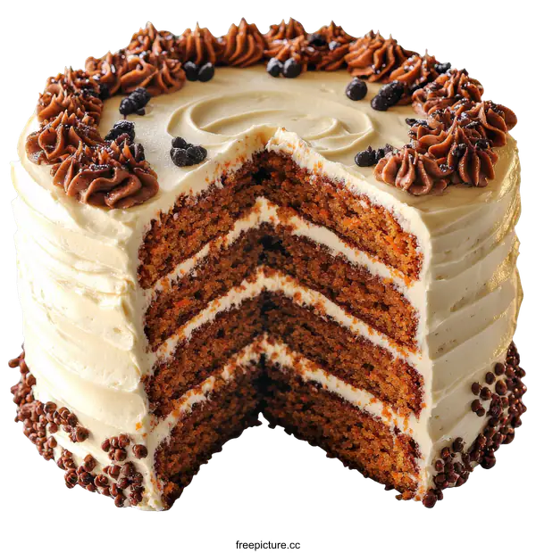 [Transparent Background PNG]Delicious Multi-Layered Carrot Cake with Cream Cheese Frosting