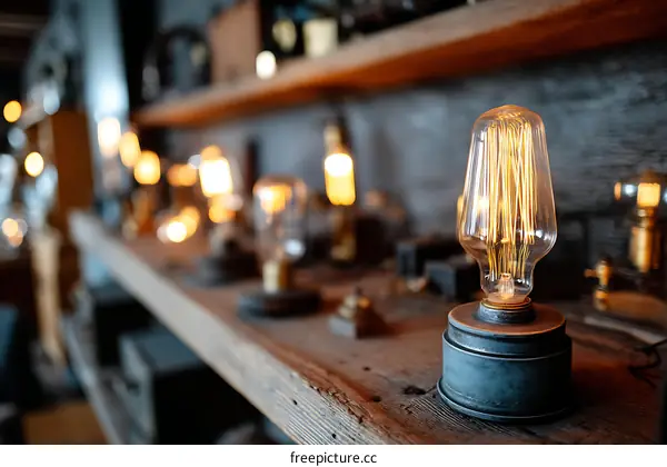 Vintage Industrial Style Edison Light Bulbs Display