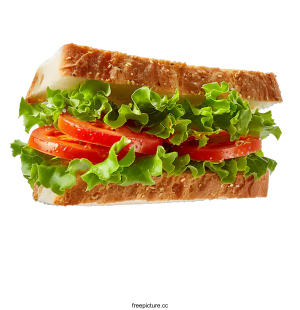 [Transparent Background PNG]Delicious sandwich with fresh vegetables isolated on white