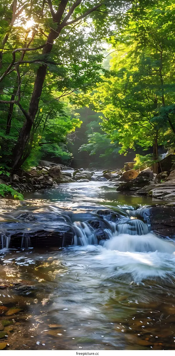 River Flowing Through Lush Green Forest