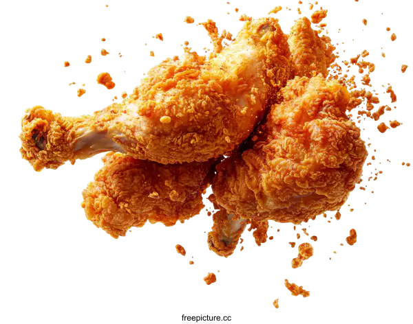 [Transparent Background PNG]Crispy Fried Chicken Pieces in Motion