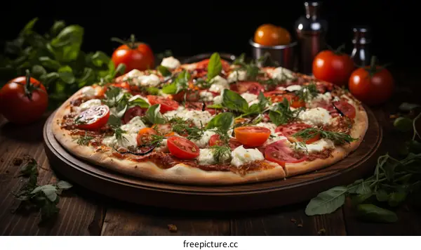 Classic Tomato Basil Pizza with Melted Cheese