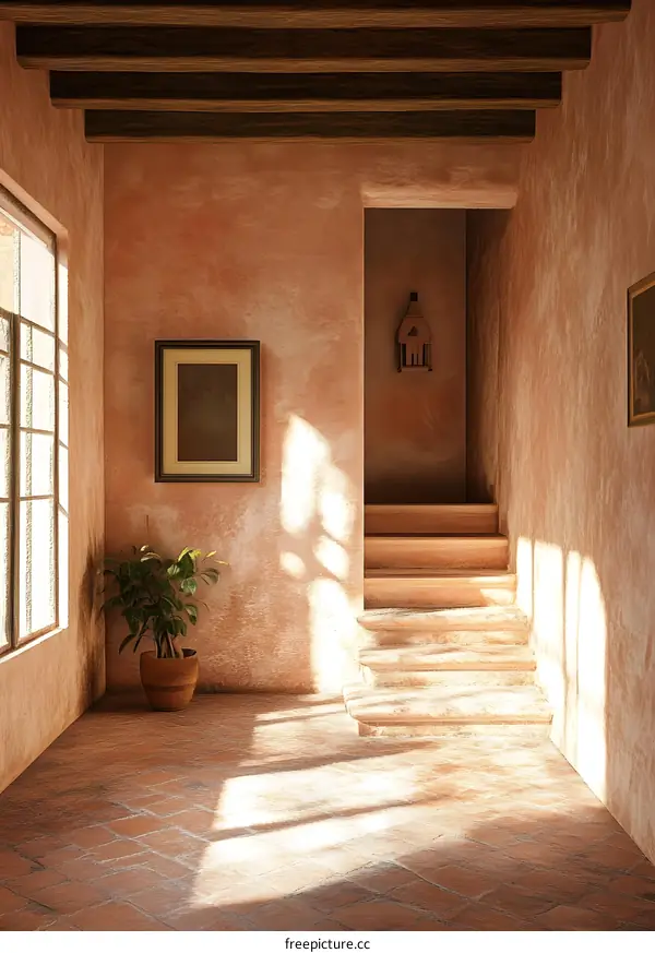 Sunlight Streaming Through A Window In An Old House