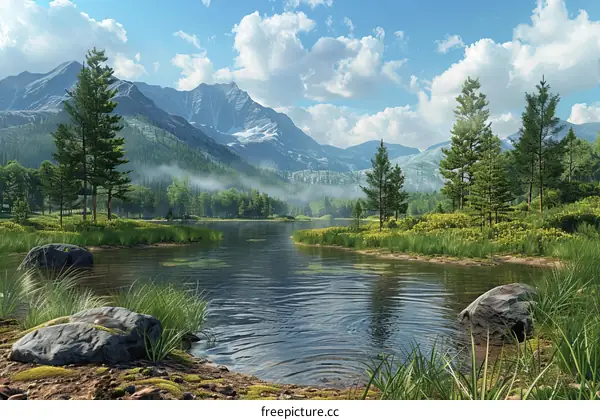 Stunning Mountain Lake Landscape with Trees