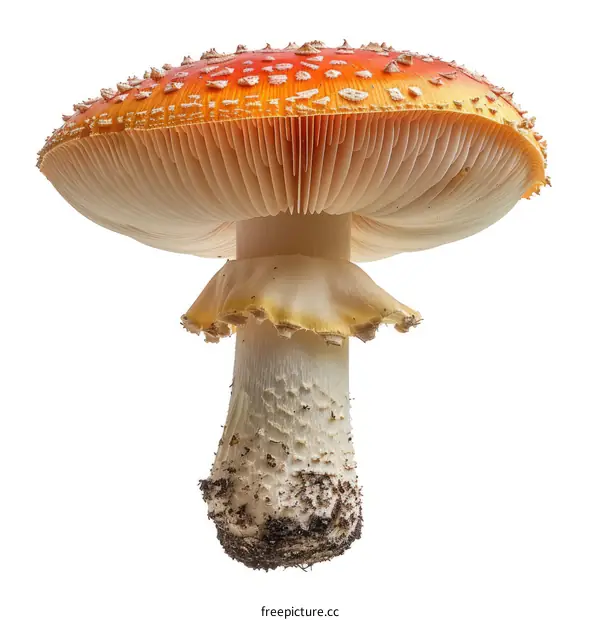 A Large Red and White Mushroom with a White Background
