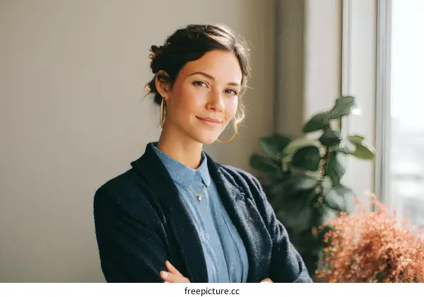 Confident Woman in Business Casual Attire