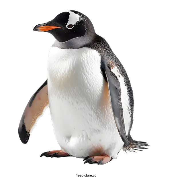 [Transparent Background PNG]Gentoo penguin standing on white background