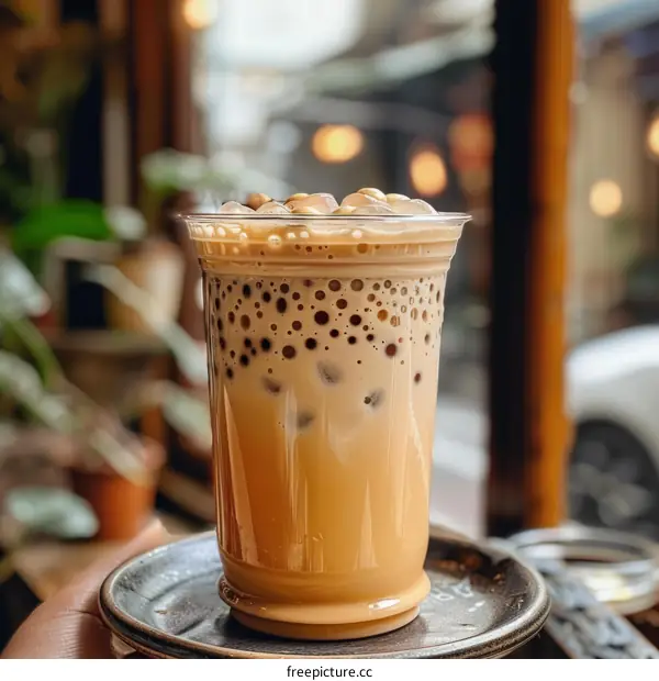 Iced coffee with coffee jelly