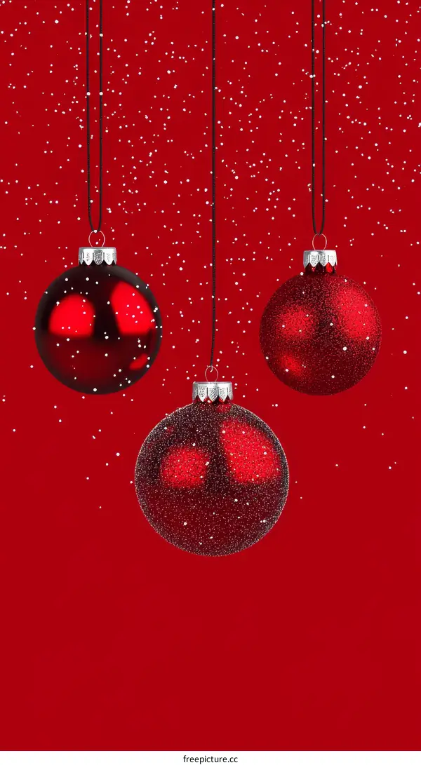 Christmas Ornaments on a Red Background