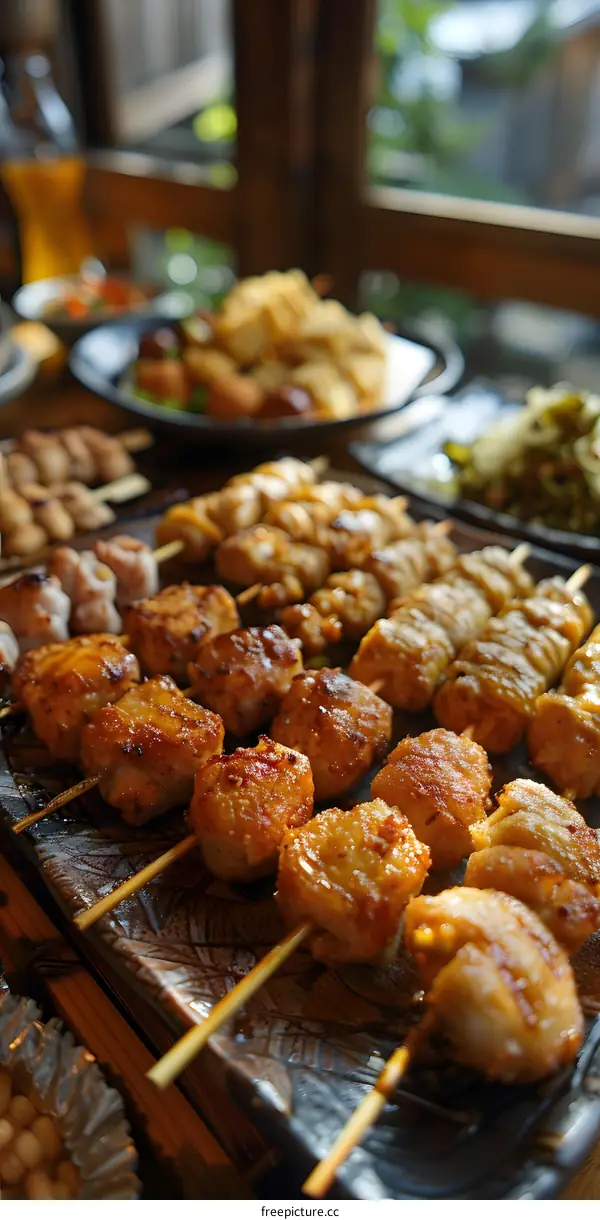 Grilled skewers on a plate