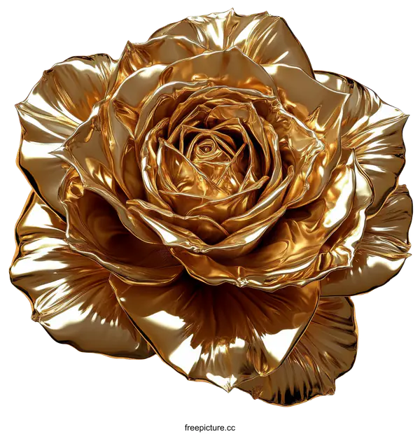 [Transparent Background PNG]Golden Rose Illustration Art