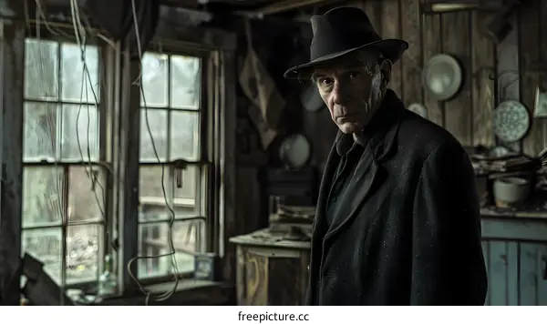 Elderly Man in a Dilapidated Room