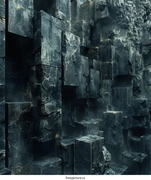 Dark Stone Block Wall Background