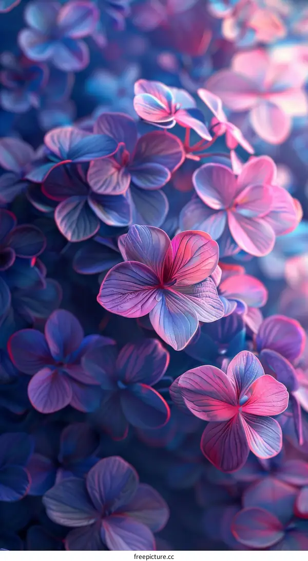 Close-up of Vibrant Purple and Blue Hydrangeas