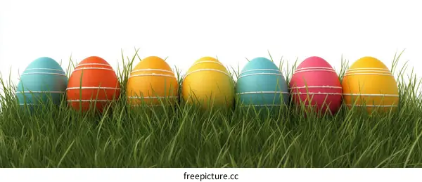 Colorful Easter Eggs in Grass