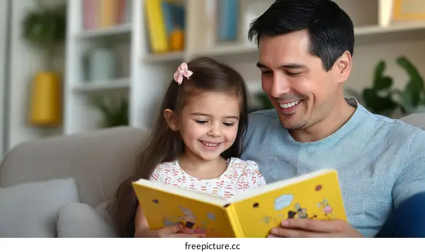 Father and Daughter Enjoying a Storytime