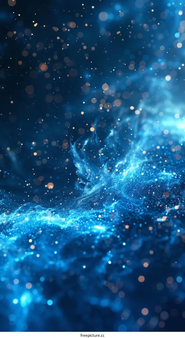 Abstract Blue Magic Smoke Particles Stars