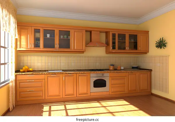 Modern Kitchen Interior Design With Wooden Cabinets And Stainless Steel Appliances