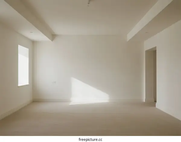Empty room with white walls and natural light coming in