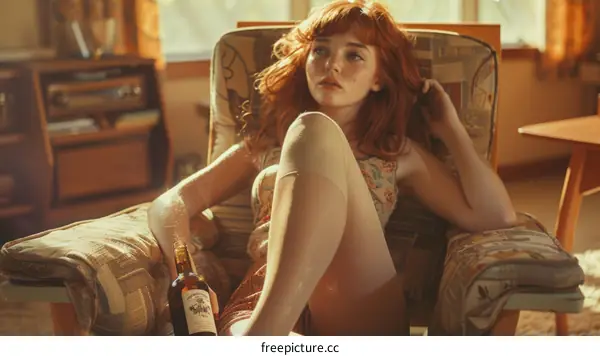 Portrait of a young woman sitting in a chair