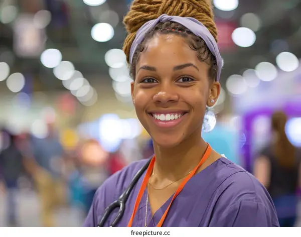 Portrait of a young African-American female medical professional smiling