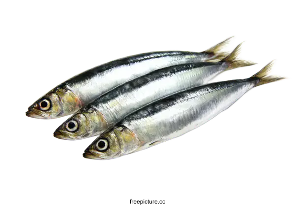 [Transparent Background PNG]Fresh Sardines Arranged Beautifully on White Background