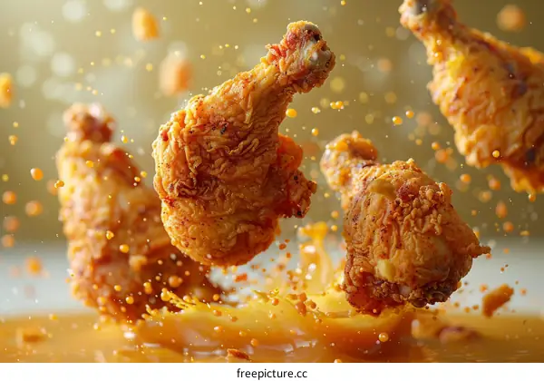 Crispy Fried Chicken in Motion