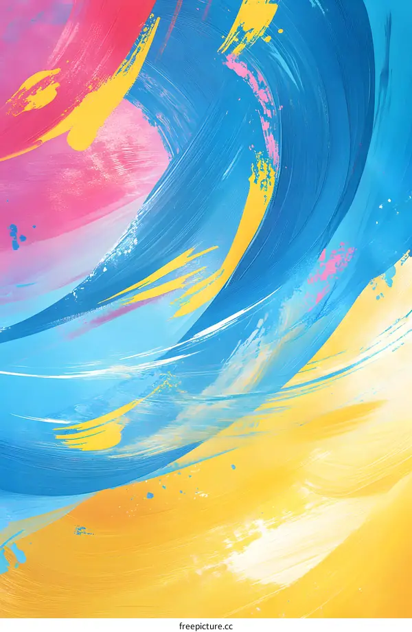 Abstract Swirls of Blue Yellow and Pink